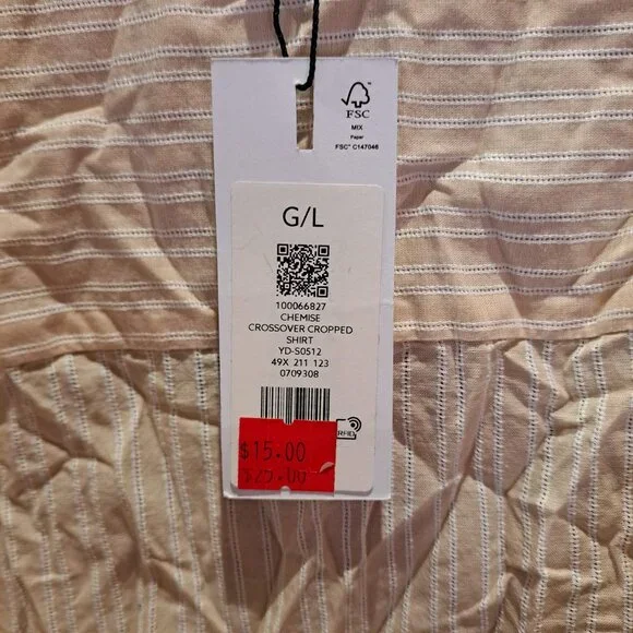 Crossover cropped striped shirt 100% Cotton - Picture 8 of 12